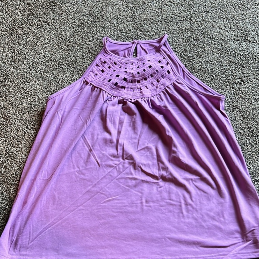 Cupshe Purple Sleeveless Tank Top with Crochet Detail